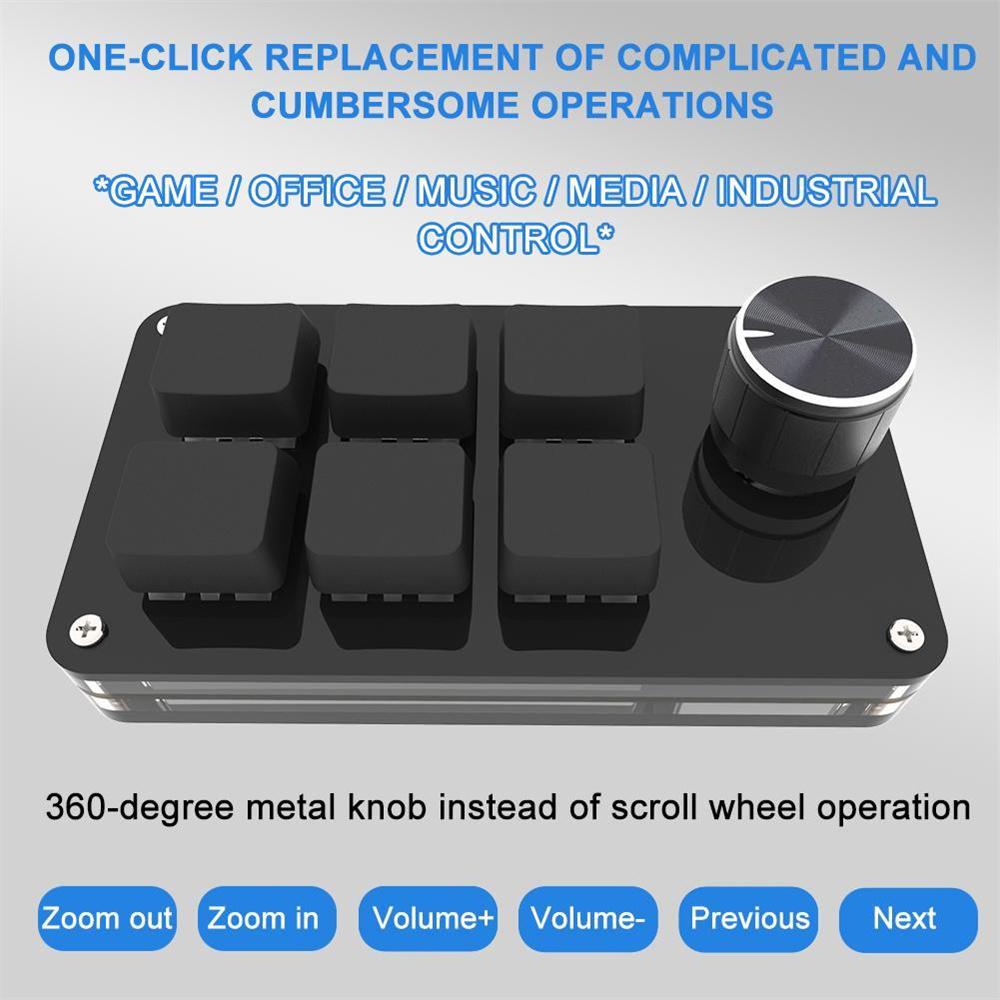 Mini 6-Key Keyboard Programmable Keys Custom Shortcuts USB Mechanical Keyboard