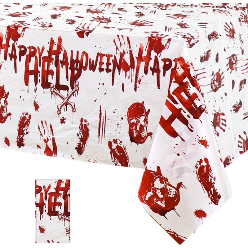 Horror Happy Halloween Tablecloth Bloody Handprint Plastic Table Cover 2026 Festival Halloween Party Table Decoration Supplies