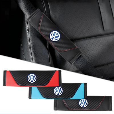 VW Car Interior Carbon Fiber Seat Belt Shoulders Pads Covers Accessories For GTI Golf Polo Passat VW Tiguan Jetta Taigo
