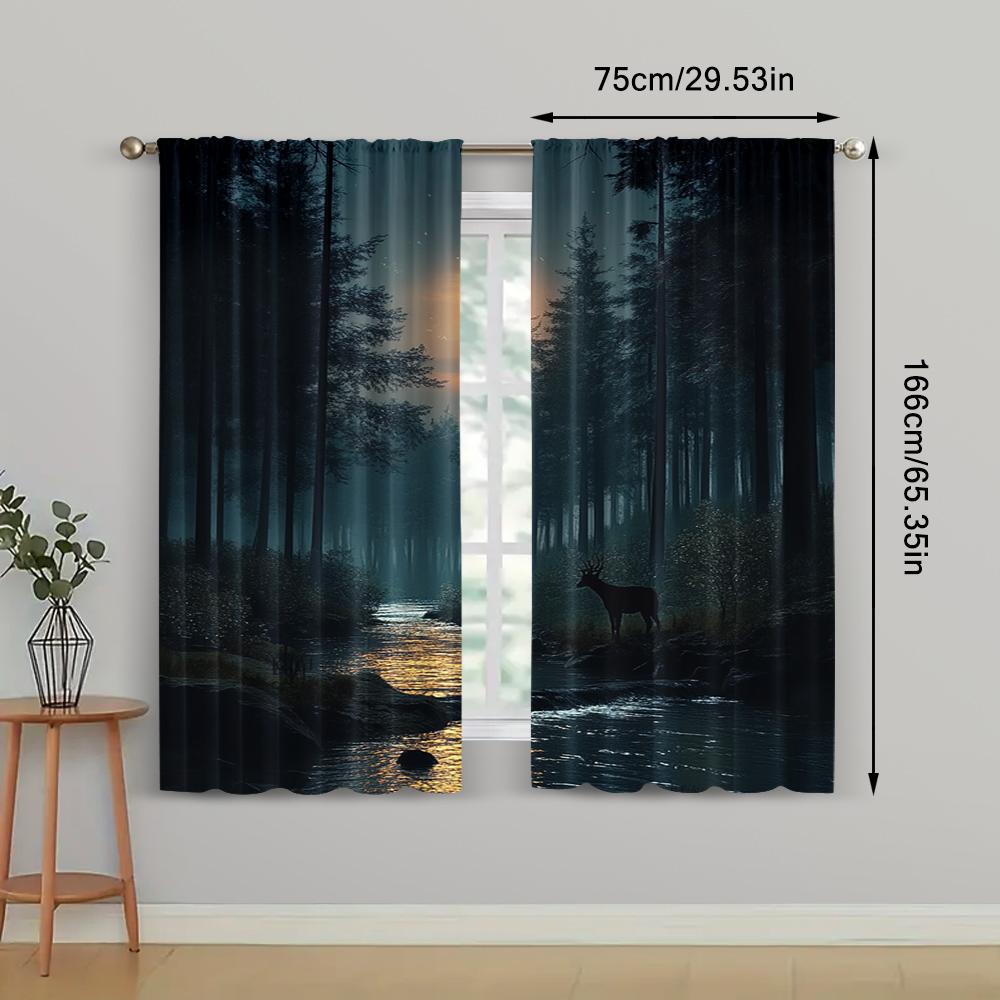 2 szt., Zasłony okienne Tkanina Silent Forest, Bez elektryczności Dekoracja na przyjęcie rodzinne Dotyczy dekoracji na imprezy wielofunkcyjne