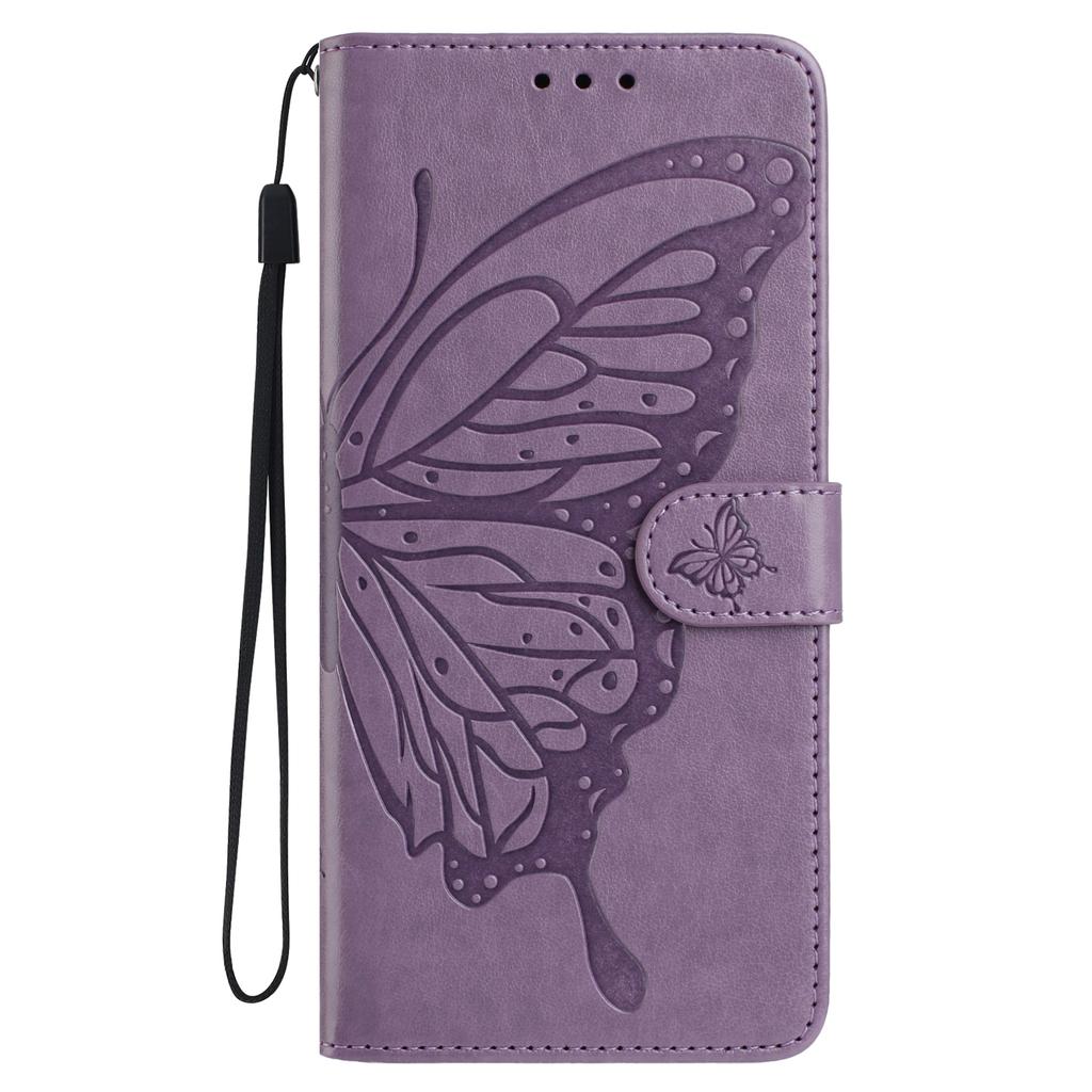 Für Honor 400 Pro 5G (Global) Hülle Schmetterling geprägt Brieftasche Ständer PU Leder Klapphandyhülle mit Riemen