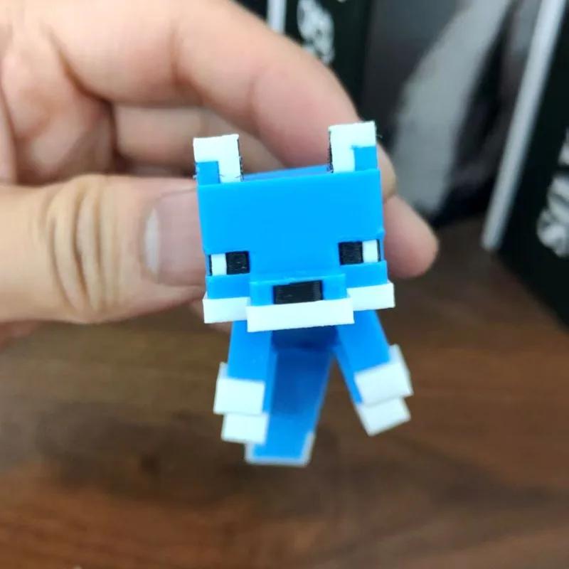 3D Printed Blue Fox-shaped Figurine Pet Figurines Collection Toys Action Figurines Ornament Ornaments Decor Kids Gift