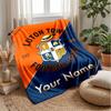 Luton Town Custom Name Text Flannel Blanket Soccer Logo Personalized Fleece Throw Blanket Special Gift For Sofa Bedroom Home