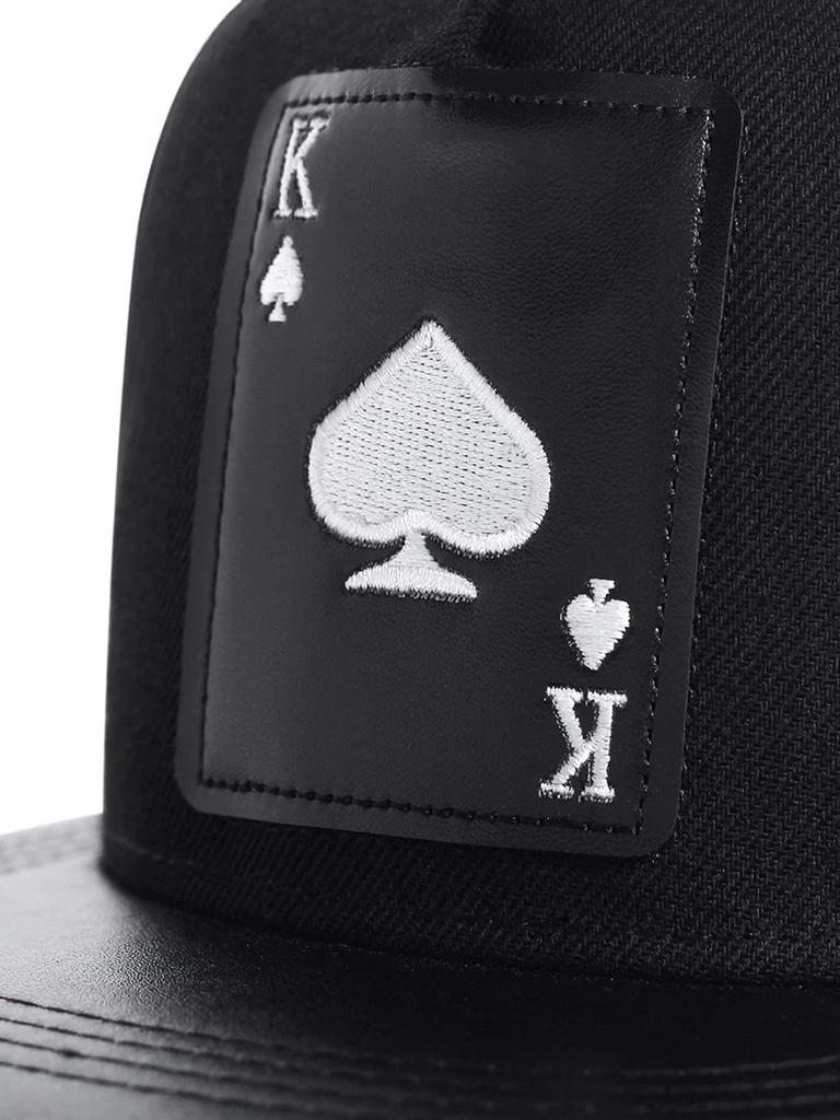 Sproutsy Men's Spade Playing Card Snapback Cap, Popular, Casual, and Stylish (Black)