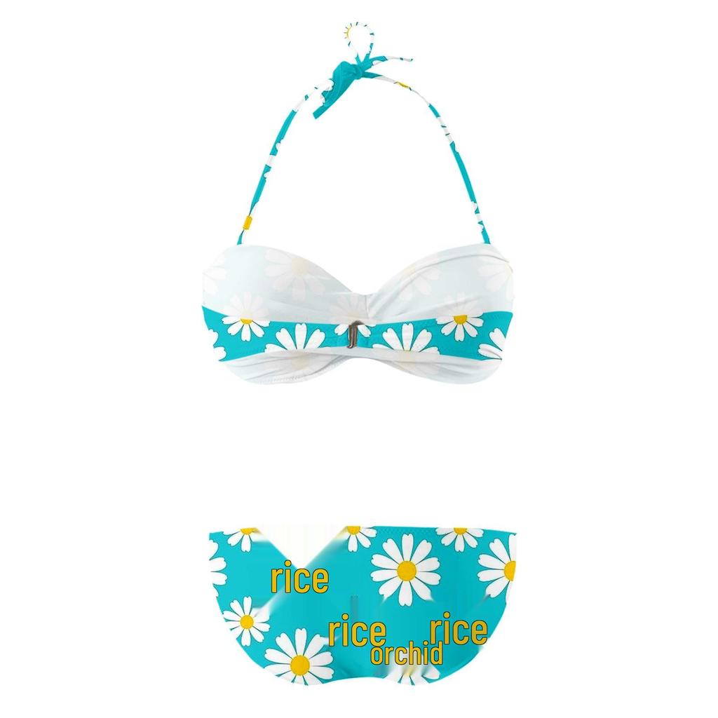 2024 European and American Women's Sexy Split Swimsuit with Hard Cup and Double Ring Bikini