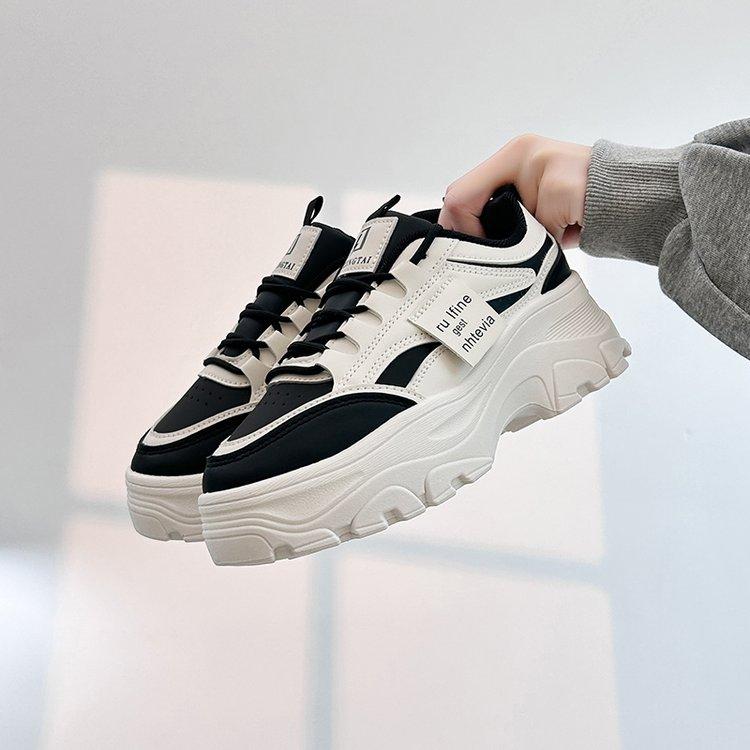 

Модные женские кроссовки для бега с увеличением внутренней высоты, весна-осень, с цветовой блокировкой, спортивные кроссовки, вулканизированная женская обувь 35 чёрный