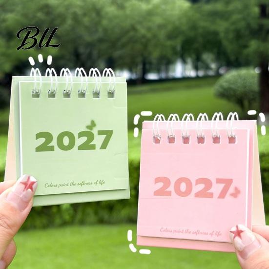 Calendar Mini Desk 2027, Jan. 2027 to Dec. Standing Flip Small Vertical Desktop Calendar, 12 Monthly Planner with Twin-Wire Binding for Home
