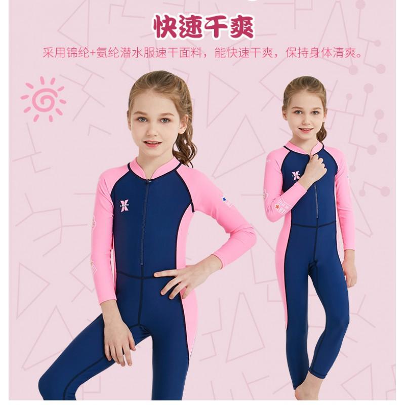 Kinder UV-Schutz Langarm Einteiler Rash Guard Badeanzug Schwimmen Tauchen Wassersport