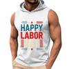 Men Sleeveless Hoodie Tank Top Casual Muscle Fit Athletic Shirt Summer Workout Gym Apparel with Labor Day Print
