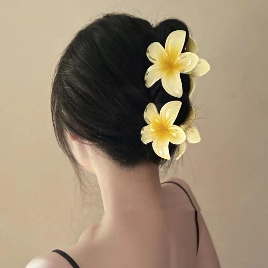 Hawaiian Gradient Hair Clips Women Flower Hair Claws Shark Hairpins Vacation Beach Hairpins Hair Accessories