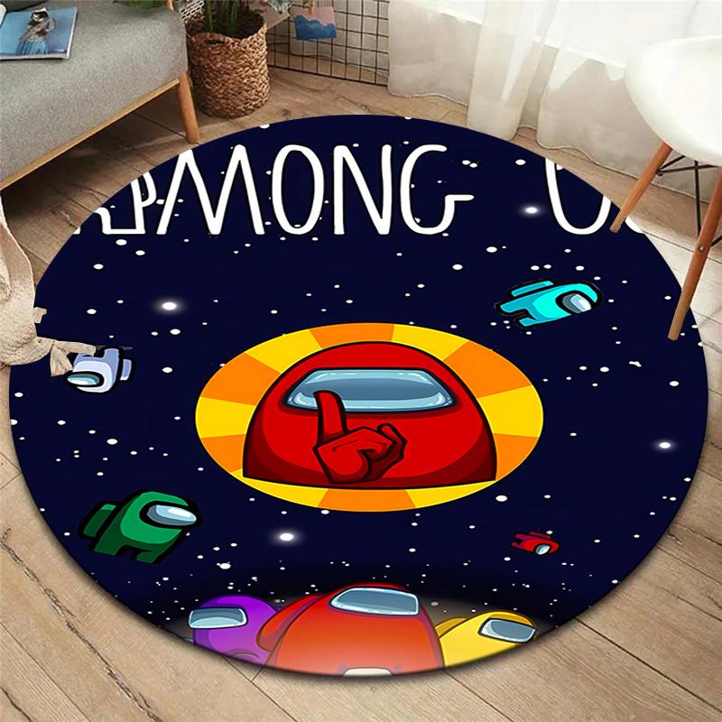 Among Us Round Area Rug,Carpet Rug for Living Room Bedroom Sofa Playroom Decor,Non-slip Floor Mat