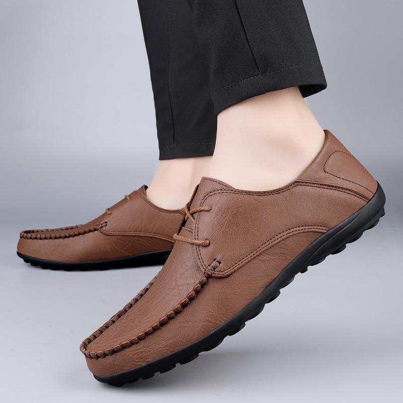 Fashion Brown Leather Men Shoes Fashion Formal Men Shoes Moccasins Italian Breathable Male Driving Shoes Black Plus Size 38-47