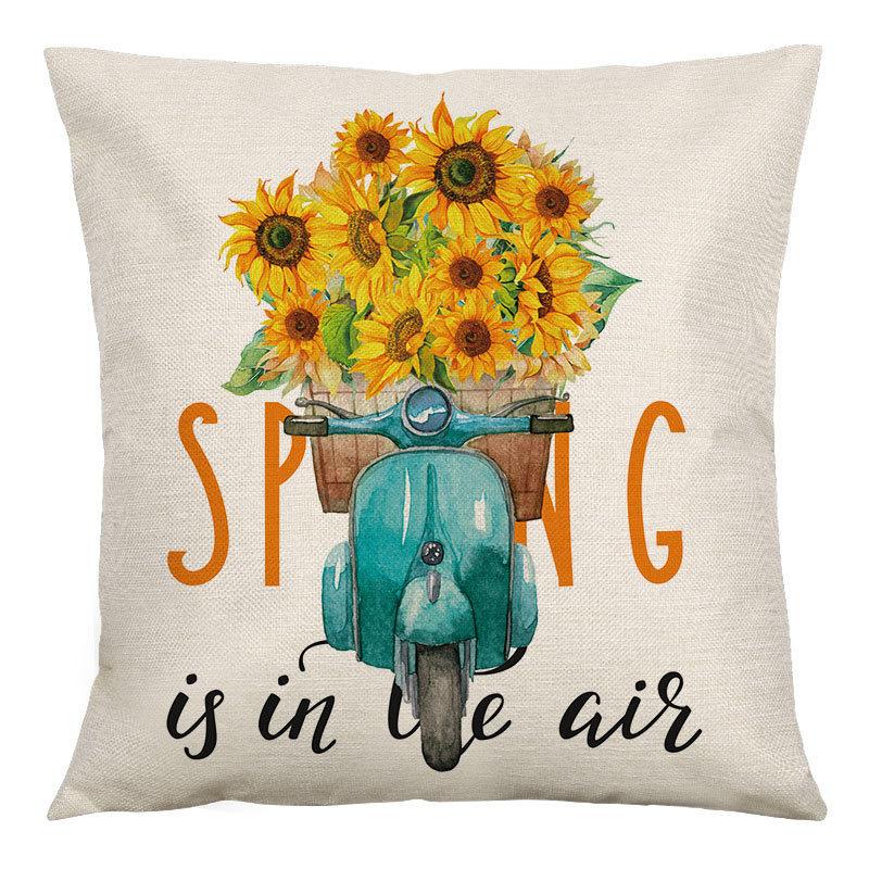 Pillow Farm Sunflower Pillow Cover Happy Summer Thanksgiving Car Waist Support Cushion Home Pillow Cover