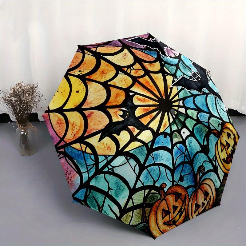 Halloween Buntes Regenschirm, Tragbarer 3-fach Kompakter Regenschirm, Weihnachtsgeschenk ES604