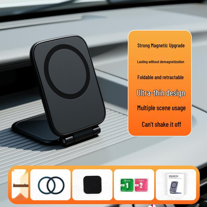Foldable Magnetic Car Phone Holder, Ultra-Thin Adhesive Mount