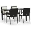 VidaXL Garden Dining Set Cushions 5pcs Black Wicker, Dining Set, Dining Set 3185098