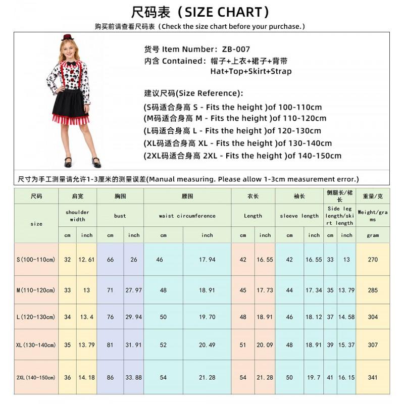 Déguisement Clown Halloween Enfants Thème Cirque Robe Cosplay Tenue Unisexe Style Rue