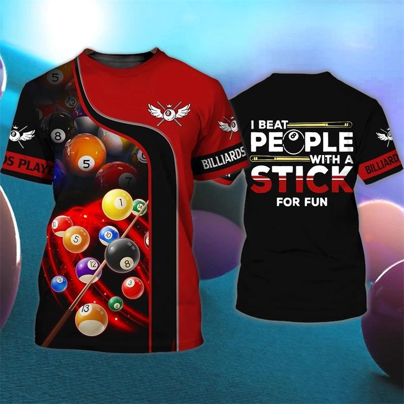 

All Over Print Billiards Snooker Graphic T Shirt For Men Summer Casual Oversized Short Sleeve Personalized Tee Shirts Clothes S