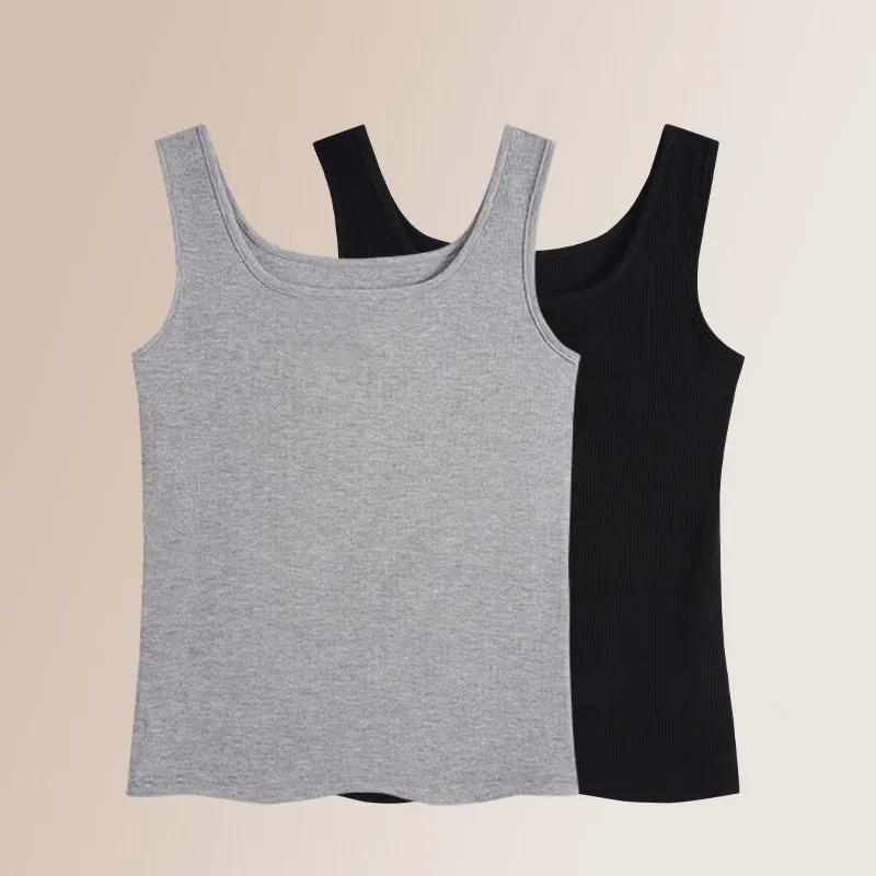 WTEMPO Square Collar Large Size Solid Color Casual Versatile Camisole Vests Women's Spring Summer Sleeveless Elastic Tank Tops