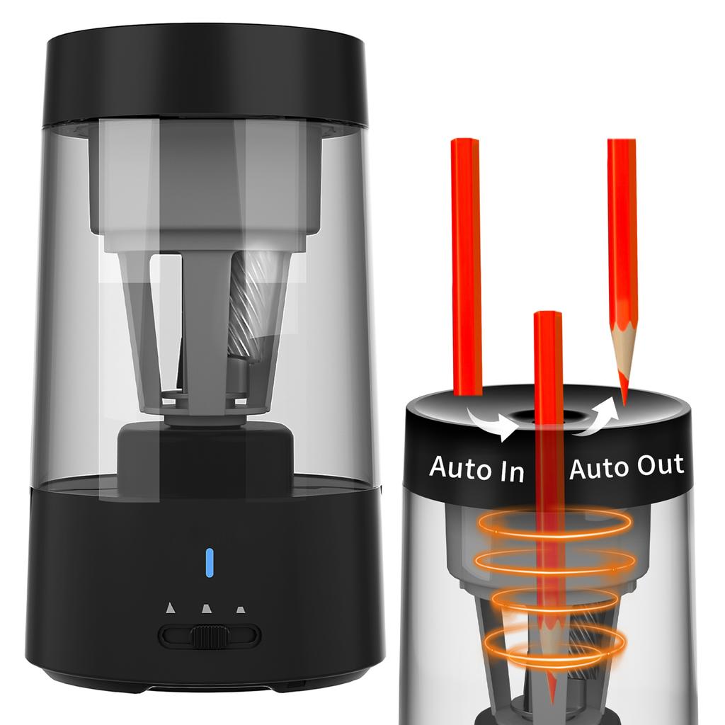 Electric Pencil Sharpener Portable Rechargeable Automatic Pencil Sharpener for 6-8mm Pencil for Home School Classroom
