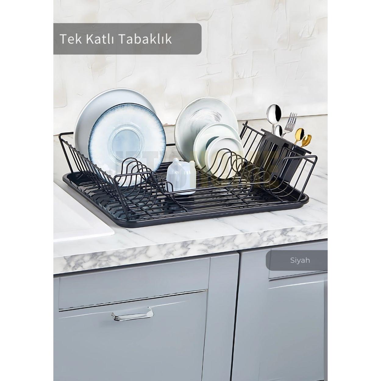 

Tek Katlı Bulaşıklık Tezgah Üstü Tabaklık BPA FREE Bulaşık Sepeti Siyah