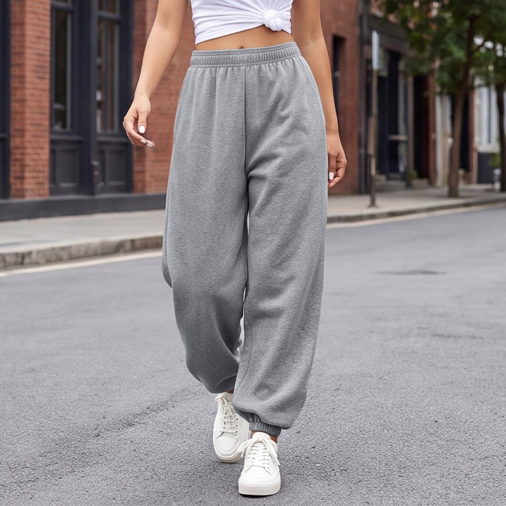 Women's Color Loose Pants Casual Jogger Sweatpants with Tapered
