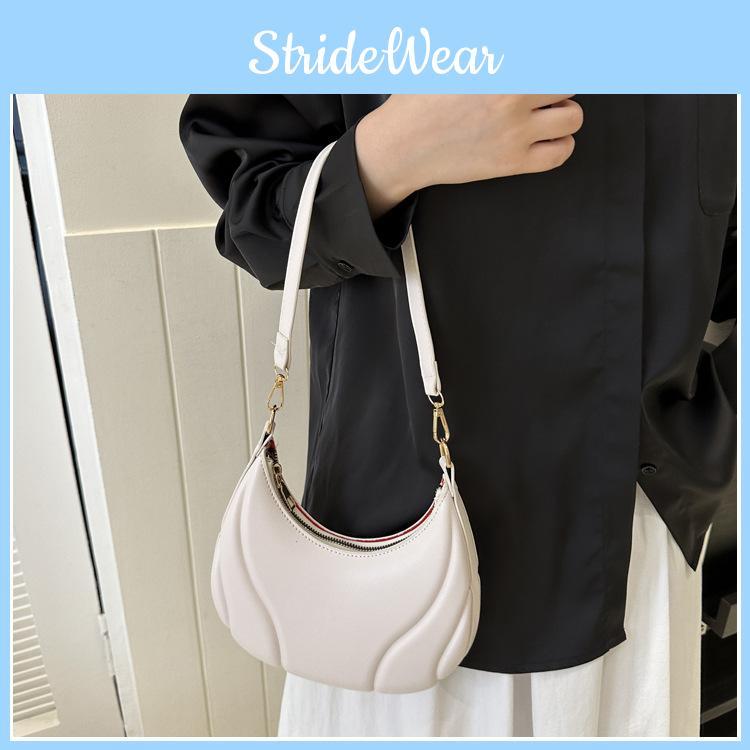 Simple Solid Color Croissant Shaped Women Casual Shoulder Bag For Use Daily