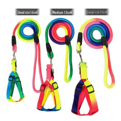 Seven-Color Dog Leash and Harness for Small, Medium, and Large Dogs