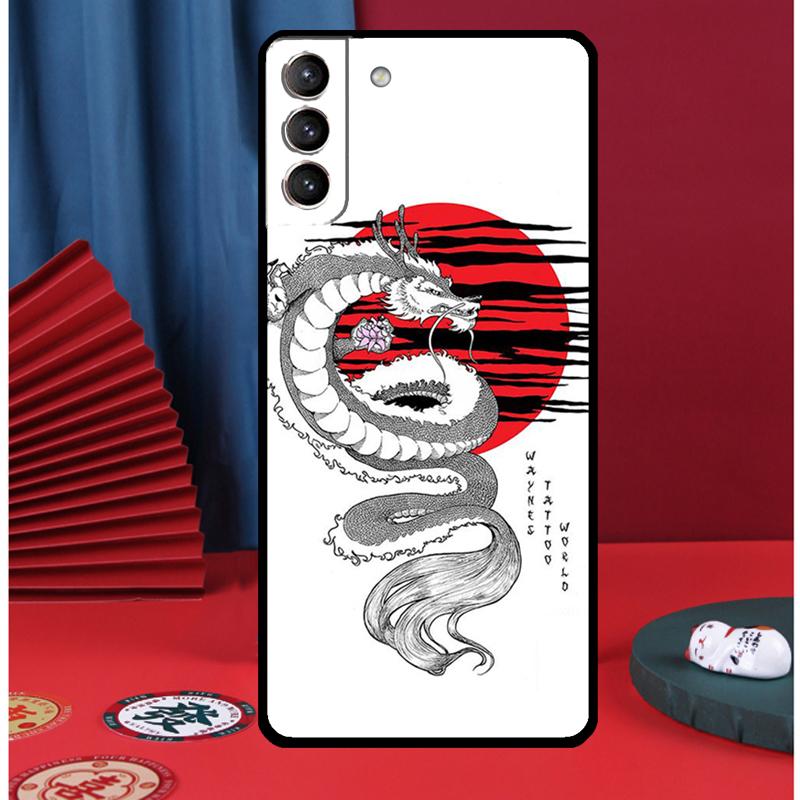 Japanese Dragon Style Phone Case For Samsung Galaxy S25 Ultra S9 S10 S20 S21 S22 Plus S23 FE S24 Ultra Back Cover