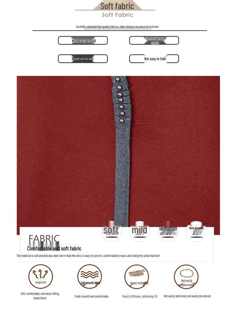 Mom's New Plus Velvet Sweater: Faux Two-Piece Knit for Middle-Aged & Elderly Women