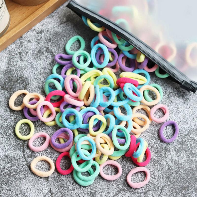 50/100 Stück Kinder elastische Haarbänder Mädchen Gum Scrunchie Gummiband für Kinder Nylon Haargummis Stirnband Baby Haarschmuck