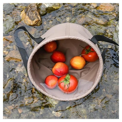 Akkerds Folding Bucket, Large Capacity, Collapsible for Fishing, Outdoor Camping (Brown, 10L)