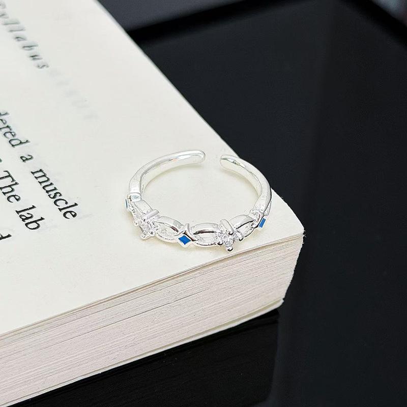 Schwarzer Emaille Tropföl Nischen Design Ring Damen Hochwertiger Offener Zeigefinger Ring Kalter Wind Französischer Ring