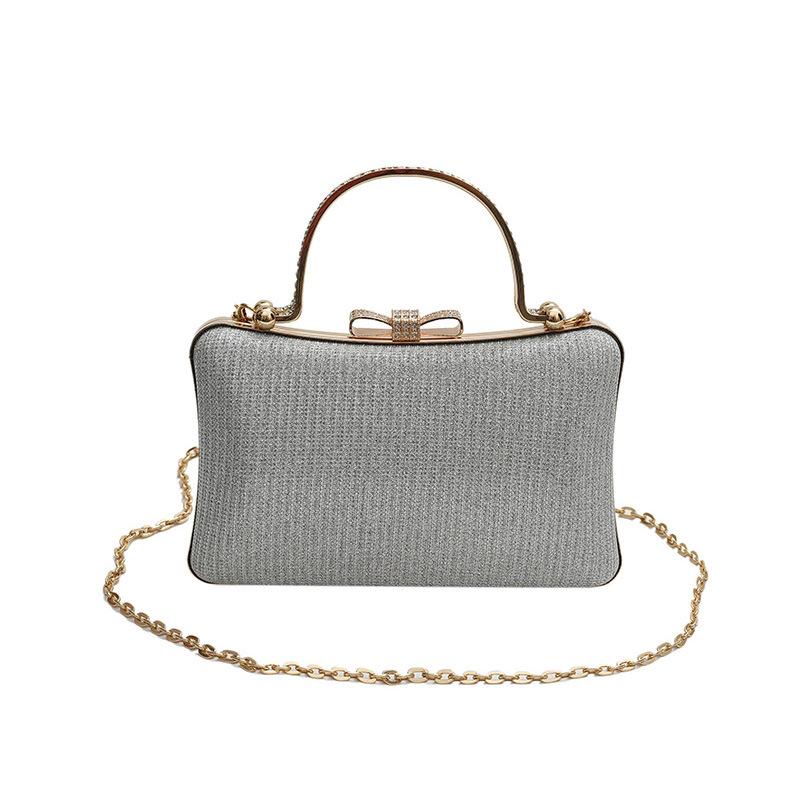 

Chic Glitter Sequins Diamond Clutch Handbag Women Metal Top Handle PU Leather Square Rhinestone Messenger Purse Chain Bag Box