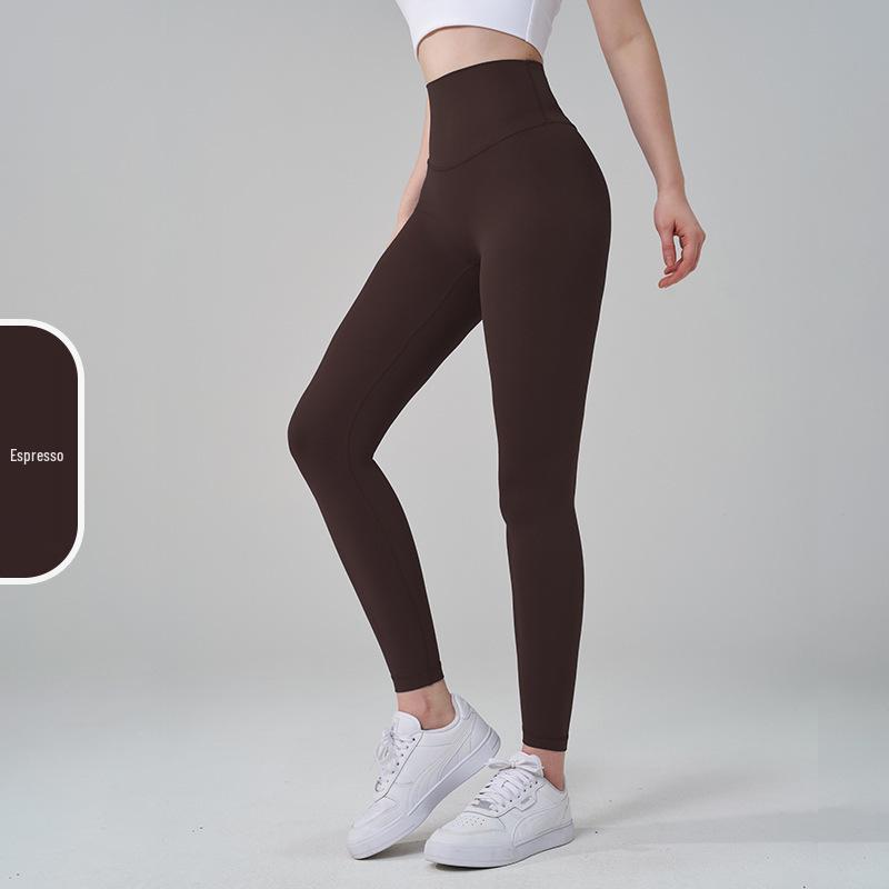 Pantaloni da Yoga da Donna a Vita Alta, Effetto Solleva Glutei Color Pesca - Senza Cuciture Visibili, Sensazione Nuda