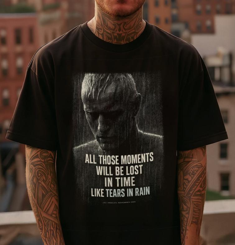 Blade Runner TShirt Roy Batty Tears in Rain SciFi Movie Tee Cyberpunk Gift Unisex T-Shirt L