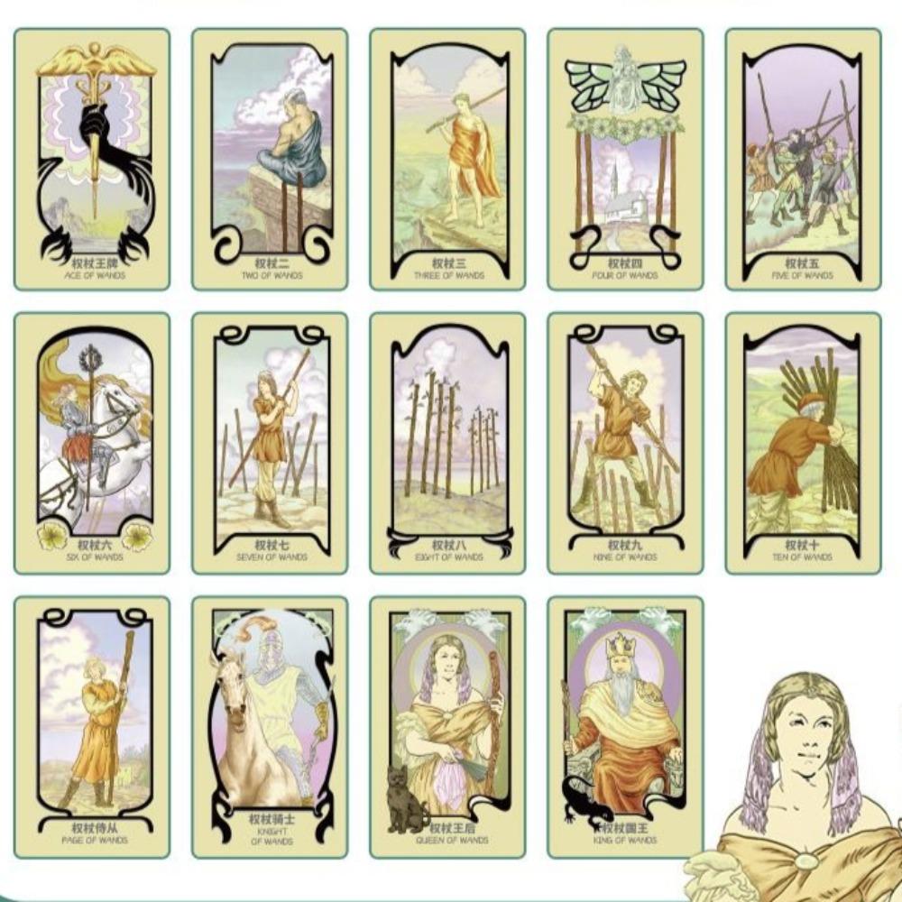 Celestial Journey Tarot : Elegant Art Nouveau Illustration Deck 10.3*6cm - 78-Card Divination Kit