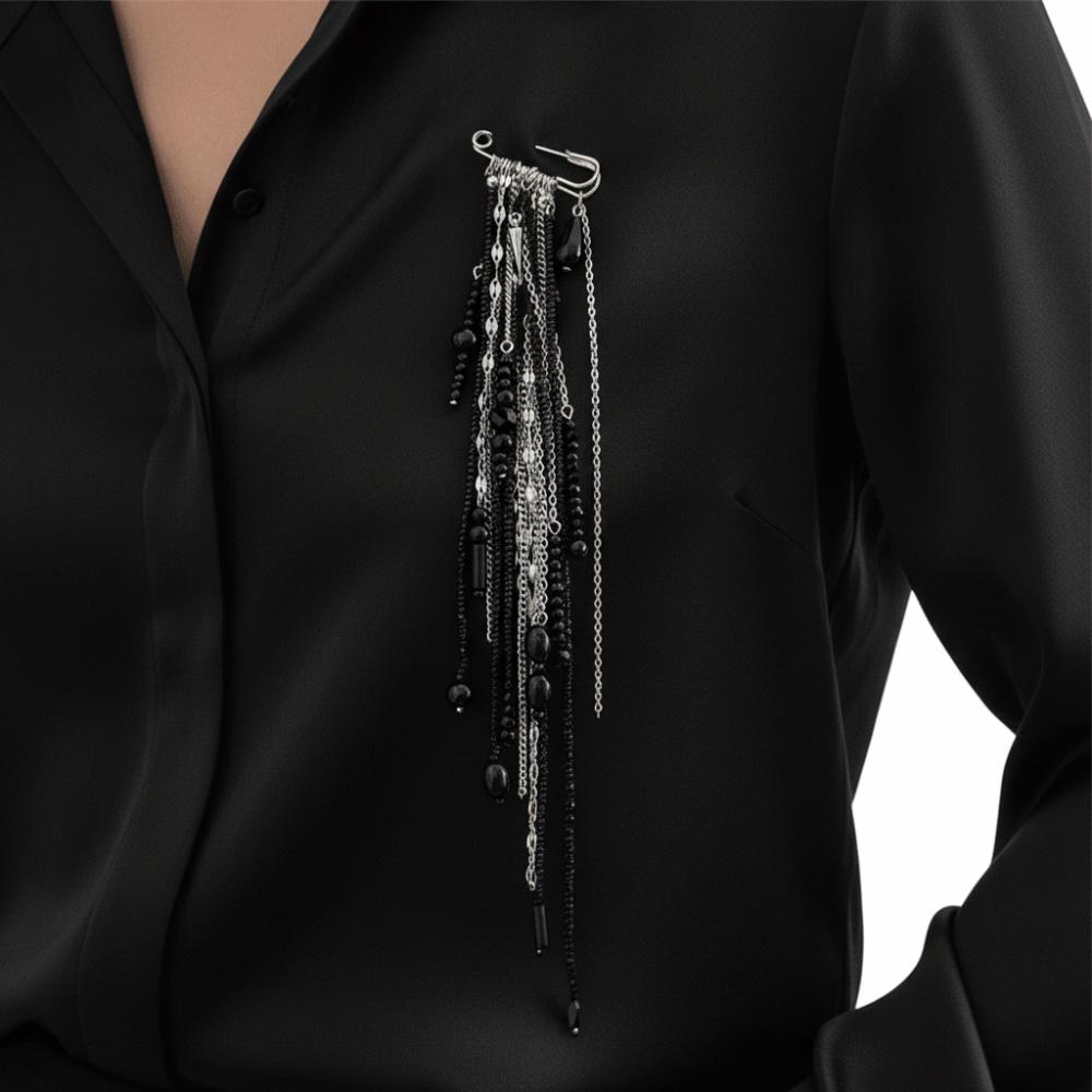 Black Crystal Crystal Beads Brooches Irregular Geometry Pin Accessories  Suit Accessories