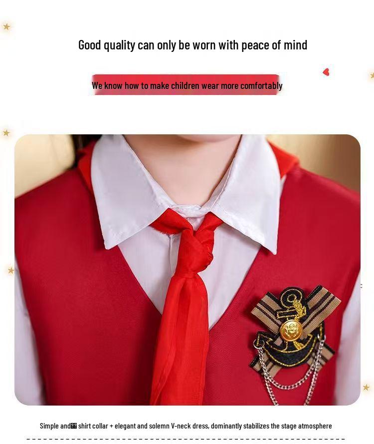 Children's Red Patriotic Costume for School Choirs and Performance - Boys & Girls Tuxedo