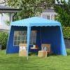 Foldable Pop Up Canopy 2 89x2 89m Garden Gazebo Pavilion With Side Walls Adjustable Height UV50+ Protection Blue