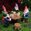 4pcs/Set Mini Funny Cute Gnome Party Resin Dwarfs Statue DIY Bonsai Decoration for Home Office Desk Sculpture
