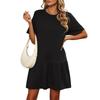 Women's Fashion Summer Round Neck Short Sleeve Patchwork Color Casual Dresses