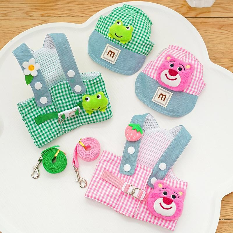 Pet Dog Chest and Shoulder Straps, Leash, Sun Hat Set, Cat and Dog Clothes, Going Out Cat