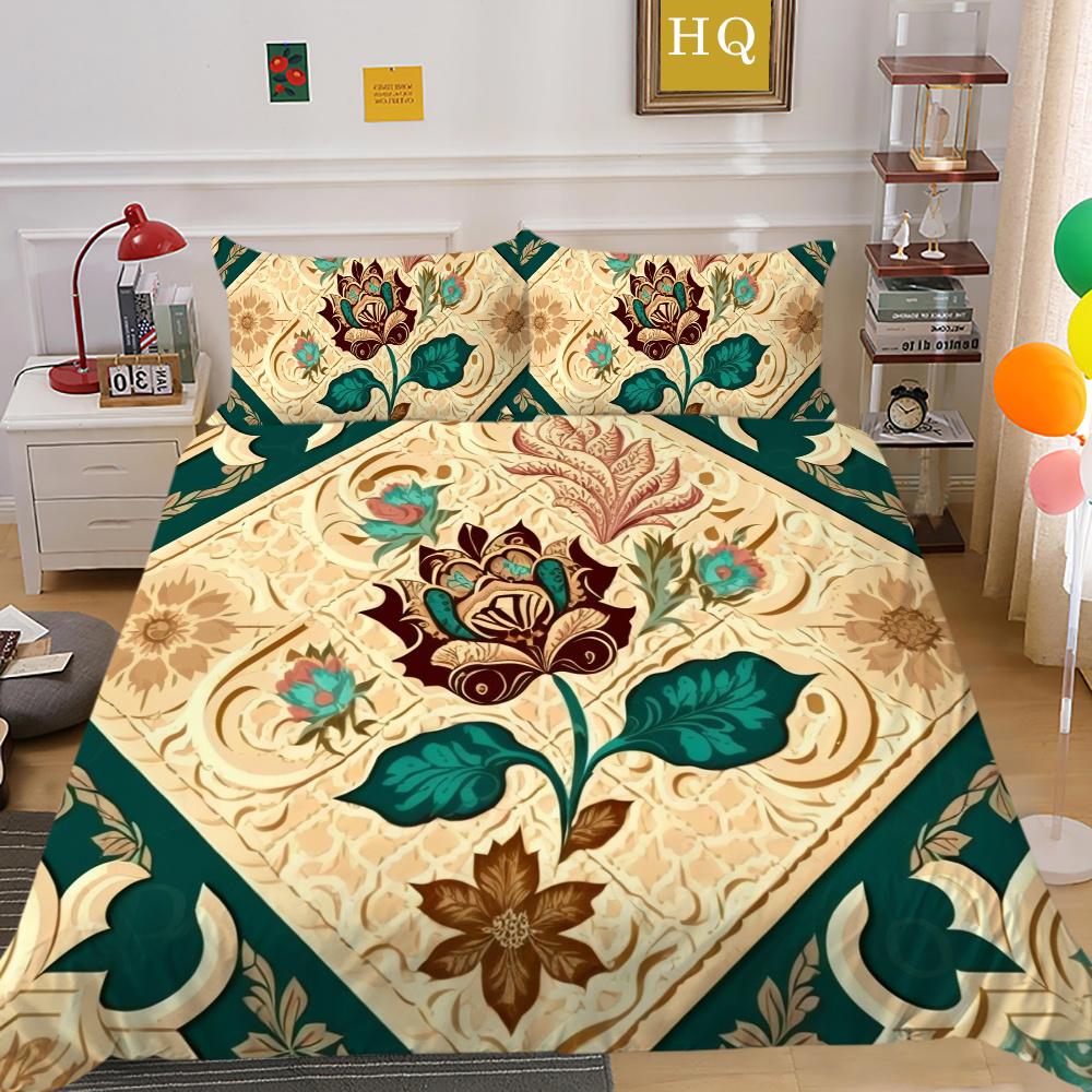 Set Biancheria da Letto Colorato Stampa Fiori 3D King Size Set Copripiumino Donna Set Letto in Poliestere Copri