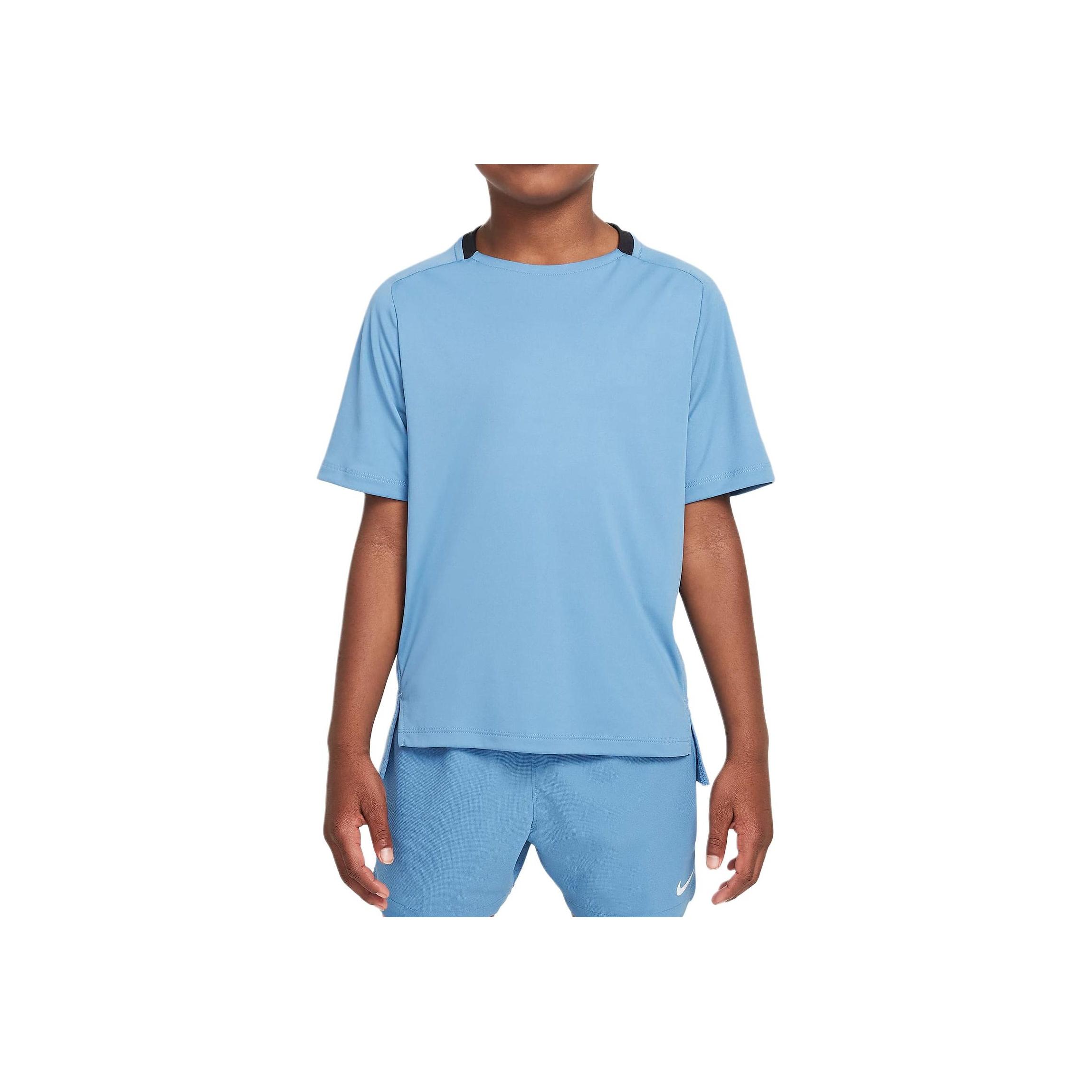 

Nike Dri-FIT Solid Crew Neck Training T-Shirt Kids Tops Aegean-Storm Black FB1292429