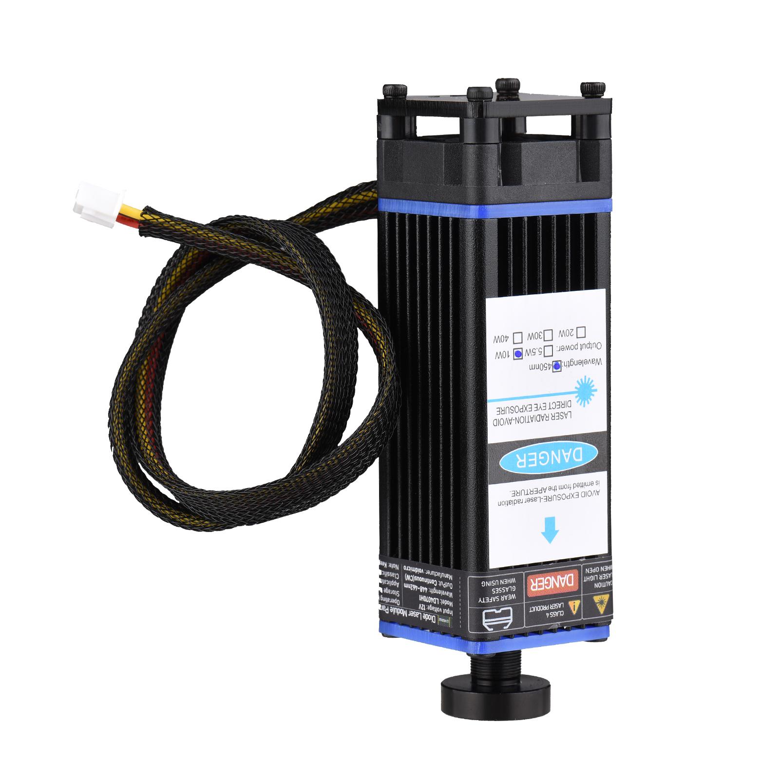 

Лазерный модуль 450 нм, лазерная гравировальная головка с фиксированным фокусным расстоянием, высокоскоростной лазерный гравер, резак 3D 10W чёрный