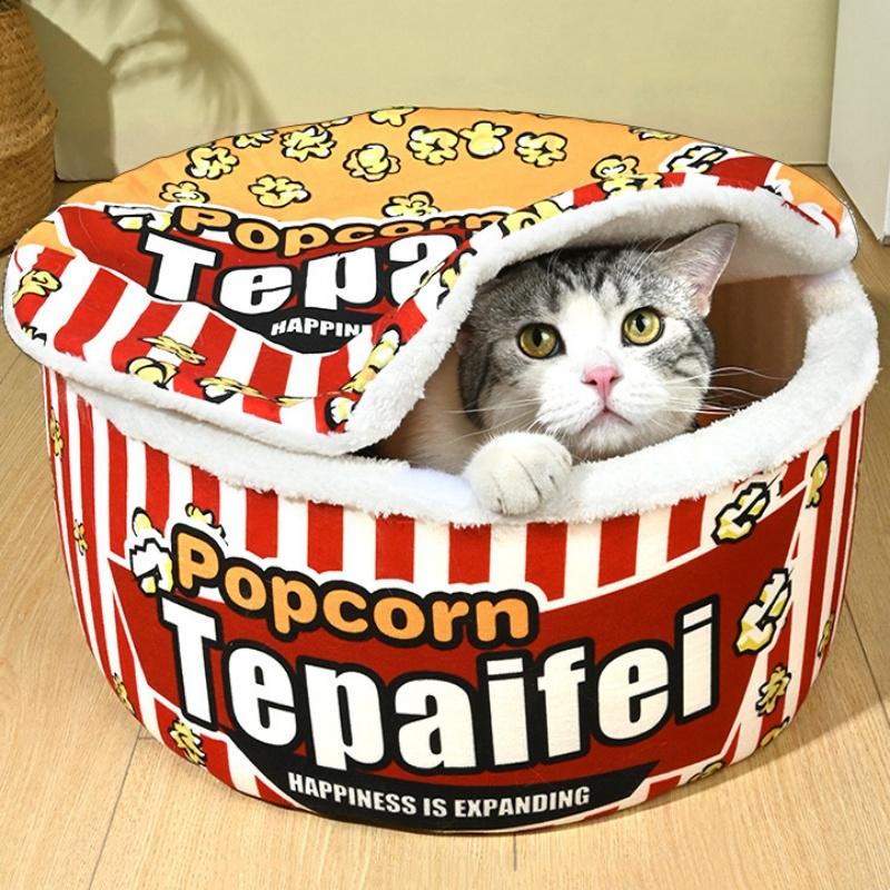 

New Cat Nest Closed Sense of Security Winter Warm Popcorn Sleep Nest Winter Cat Sleeping Pet Dog Supplies 40cm белый