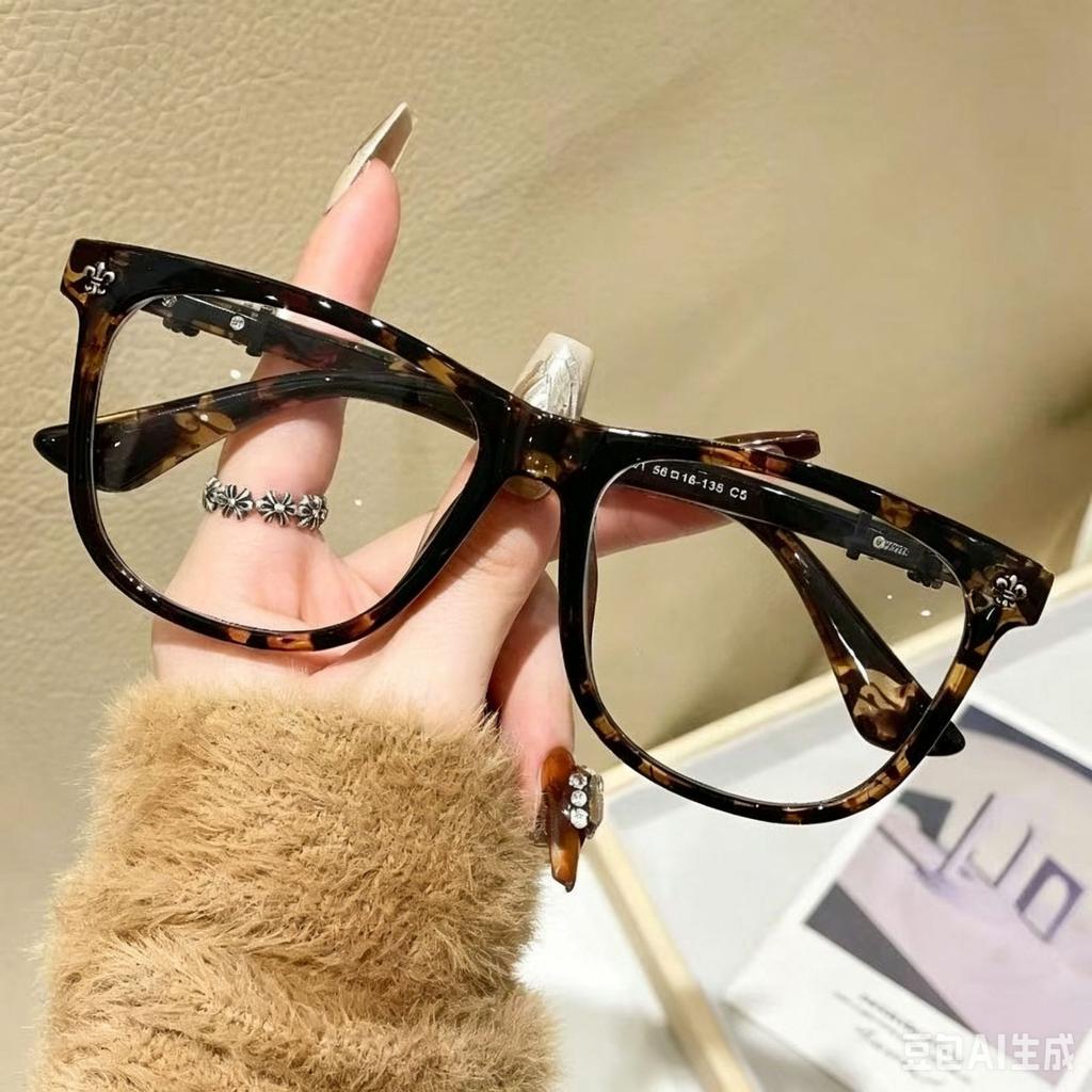 New Kejia Internet celebrity glasses frame men's retro literary flat glasses trend large frame thin glasses