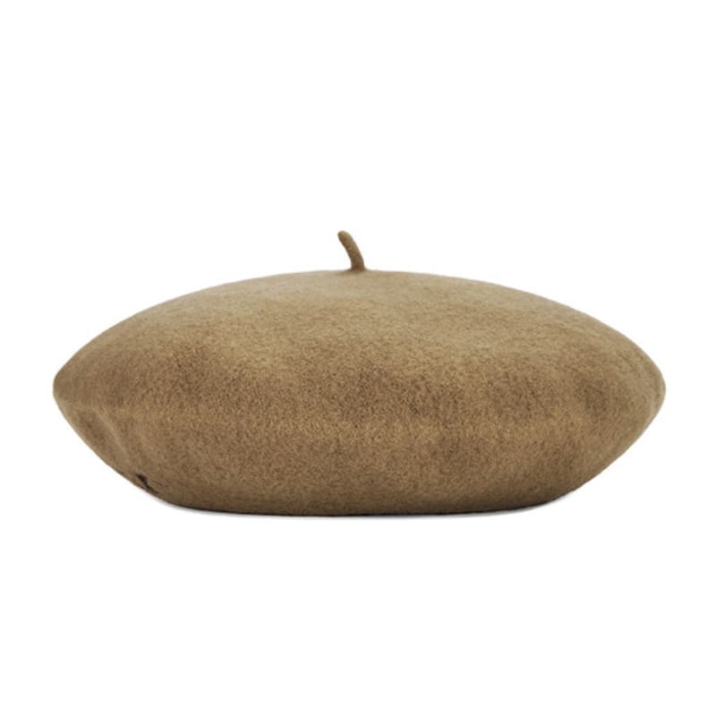 VARZAR Cursive Logo Wool Beret Camel