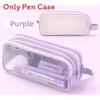 Student Double Layer Mesh Transparent Pencil Case With Large Capacity For School Use